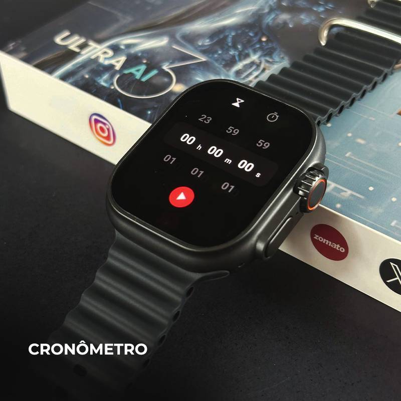 SMARTWATCH ULTRA AI 3 - 5G 2024 SÉRIE 9 AMOLED 49MM + 5 BRINDES + FRETE GRÁTIS + 12X  NOS CARTÕES