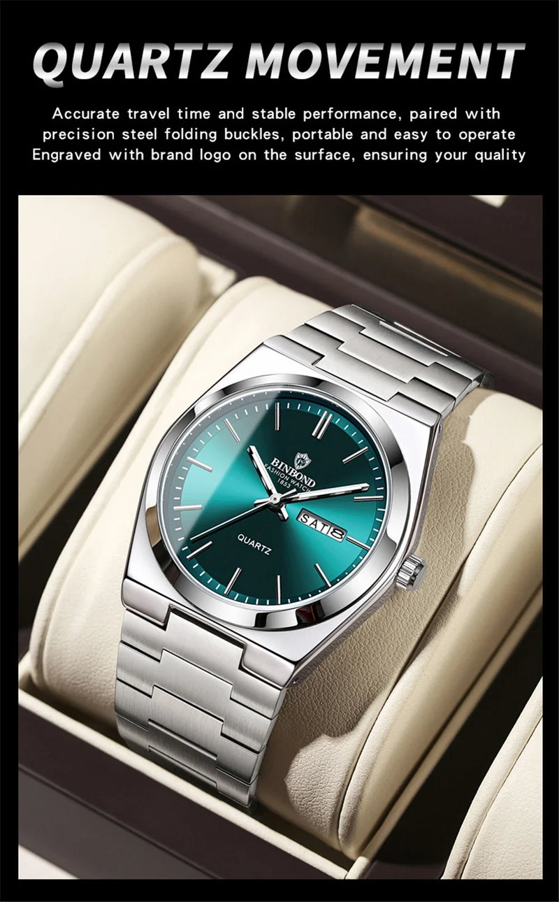 Relógio Masculino de Luxo Silver Quartz