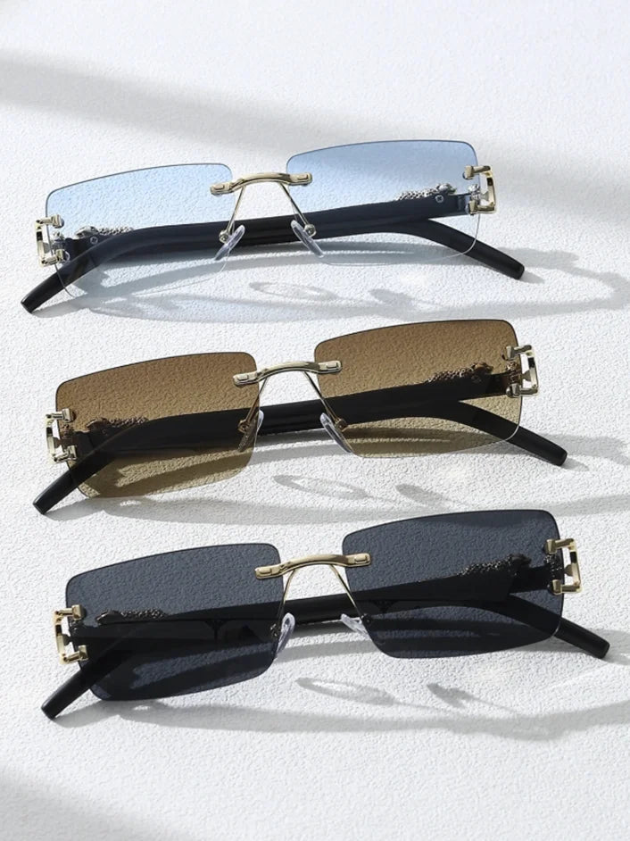 Óculos de Sol Frameless Rectangular Fashionable – Estilo Moderno e Proteção UV400